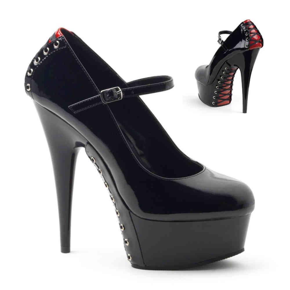 Pleaser - DELIGHT687FH Pumps - Schwarz/Rot Product image